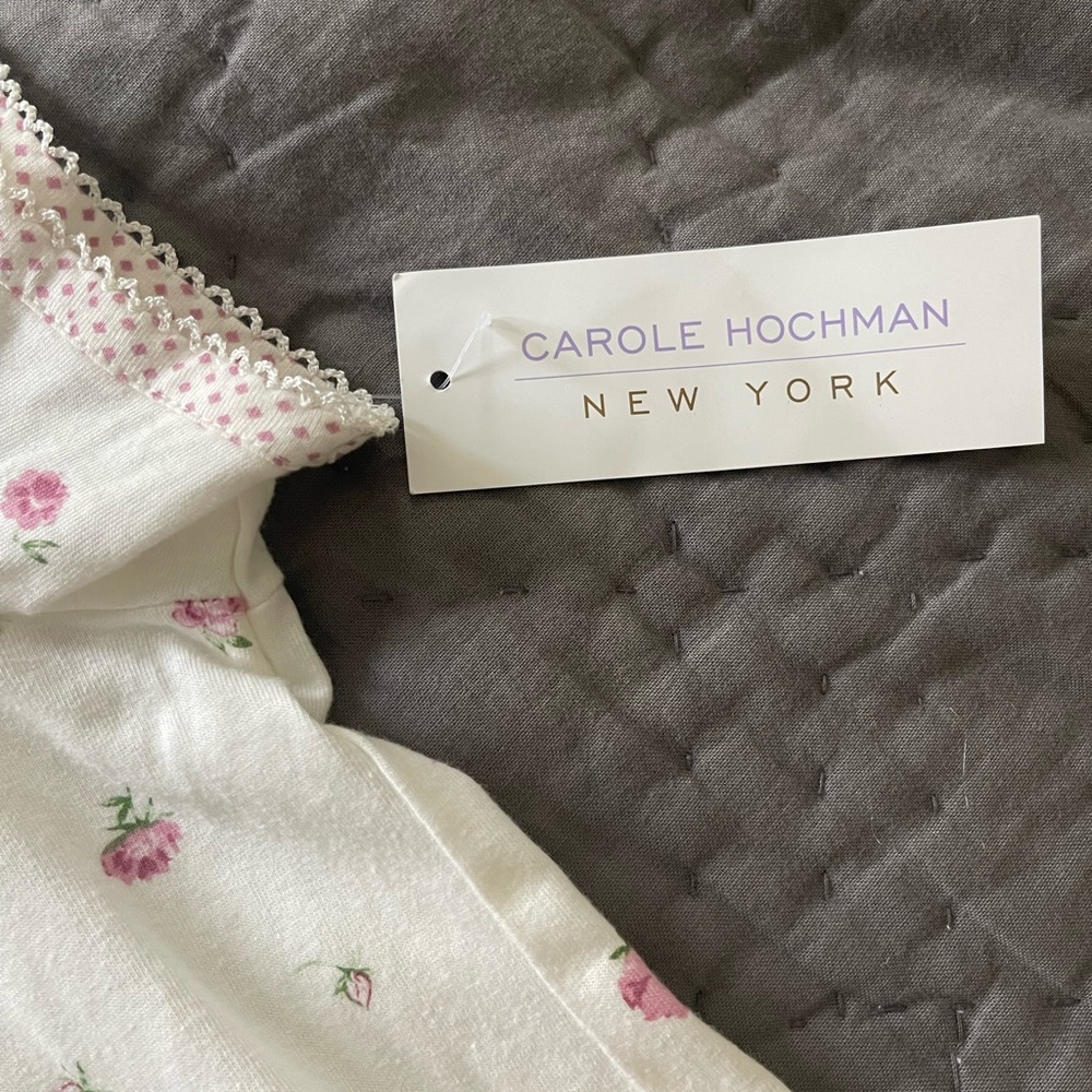 NWT Carole Hochman Pink Cream Floral Nightgown 100% Cotton Short Sleeve Medium - Picture 5 of 8
